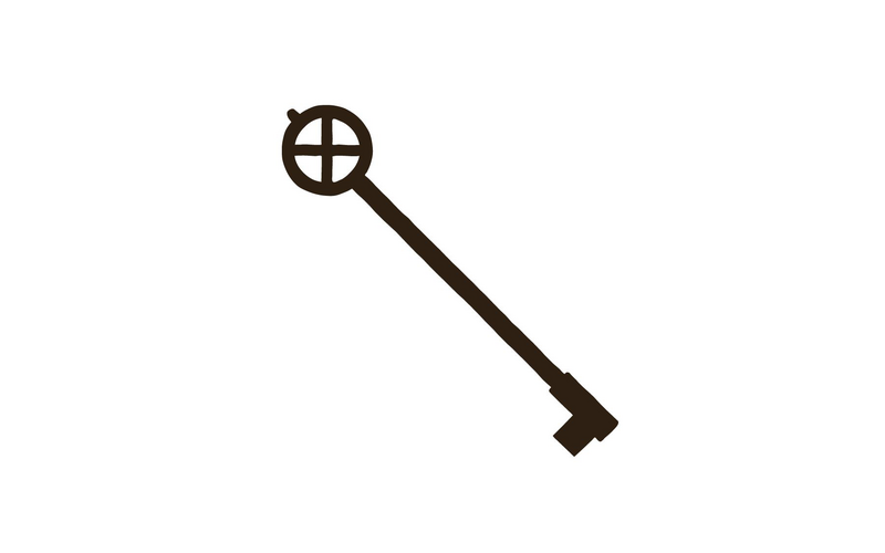 Zeichnung eines Schlüssels mit Bart.