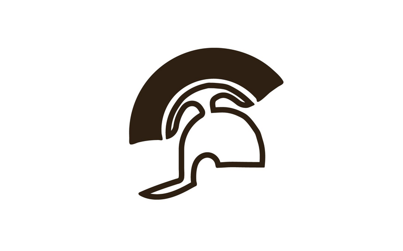 Gezeichneter Römischer Legionärshelm mit rundem Kamm.